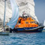 The Needles. Lifeboat standing by.