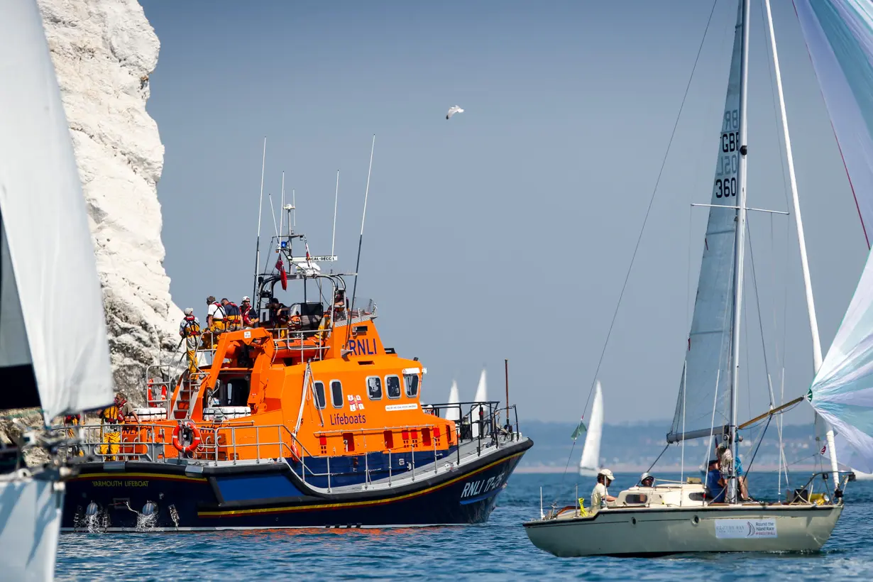 The Needles. Lifeboat standing by.