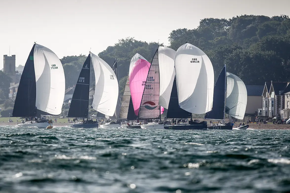 2019 Race start. IRC 1a, Yes, Flair V, Happy Daize, Passion, Al Fresco, Juno, GBR 7938R, GBR 112X GBR 4863R