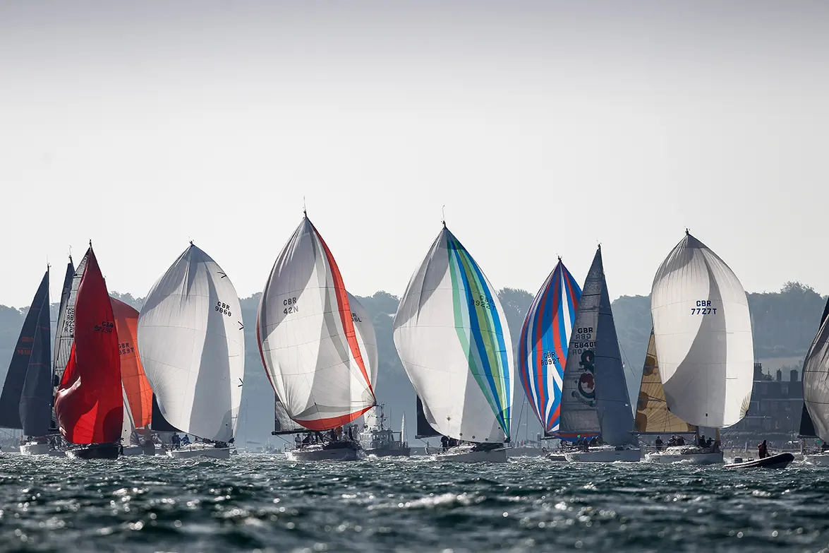 2019 Race start. La Reponse, R and W, Musketeer, GBR 9868, GBR 42N, GBR 7727T