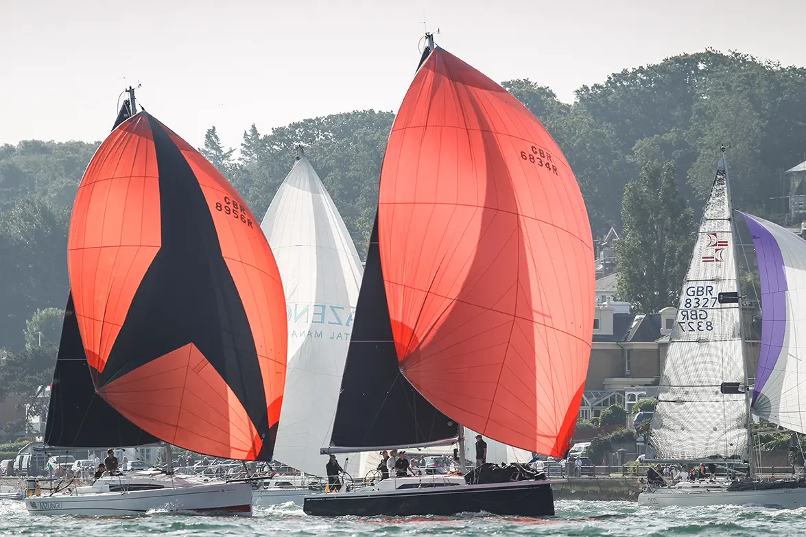 2019 Race start. Alamara IV, GBR 6834R, GBR 8956R